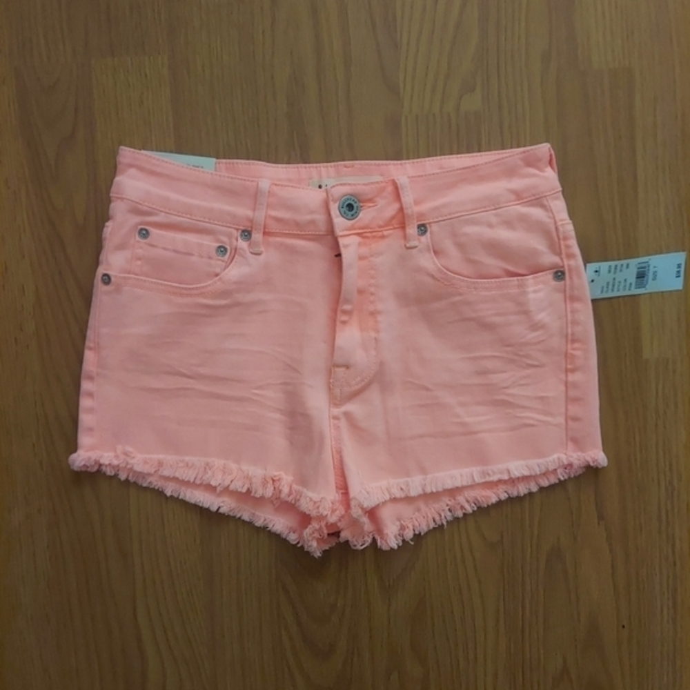 PacSun Bullhead High Rise Short Pink Raw Hem Frayed NEW Sz 7